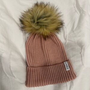 Lively Pink Knit Pom-Pom Beanie